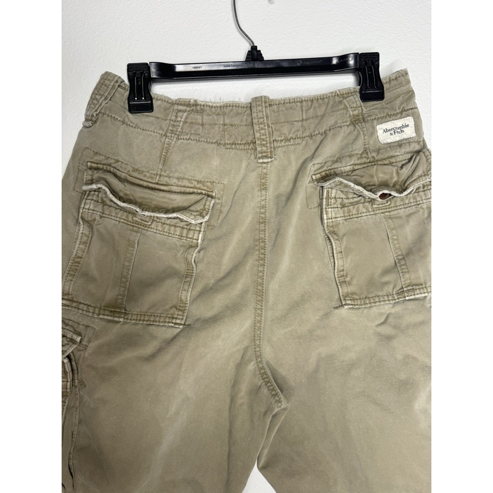 Mens Abercrombie & Fitch Cargo Shorts Sz 30 Olive Khaki Y2K Hiking Distressed - Picture 8 of 9